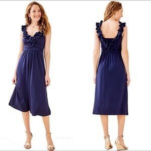 Lilly Pulitzer Leena Navy Fit & Flare Midi Dress